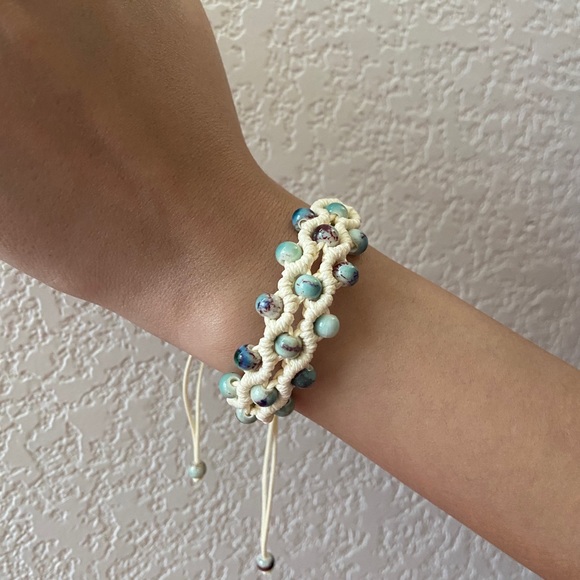 Ceramic Bead Charm Bracelet BOHO Bolo - Picture 3 of 11